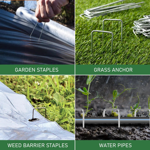 Heavy Duty 6 Inch Landscape Staples 25 Pack, 11 Gauge Galvanized U Shaped Pins for sod anchoring, landscape fabric, irrigation tubing