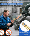 Man using Beefy Workhorse heavy duty high pressure air blow gun with 27 to 42 inch extendable wand for industrial cleaning