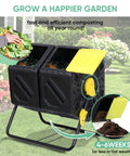 Rotating Compost Tumbler Bin With Dual Chamber And Sliding Doors All Season Heavy Duty Outdoor Garden Yard Compost Bin