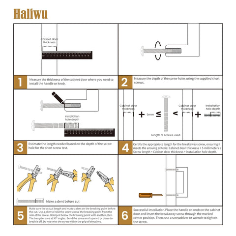 Install guide for Forty Pack Brushed Gold Cabinet Pulls Modern Bar Drawer Handles detailing steps and measurements.