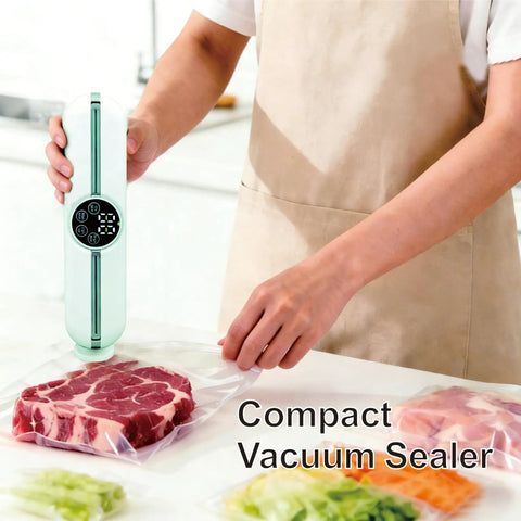 Three In One Handy Handheld Vacuum Sealer For Bags And Jars With Food Grade Seal Includes Ten Food Safe Bags in kitchen use