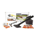 Scotch-Brit Quick Clean Griddle Cleaning System Starter Kit with squeegee, scraper, pads, and cleaner packets in front of box.