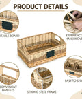 Six Premium Handcrafted Wicker Pantry Baskets And Closet Storage Organizers With Matched Chalkboard Labels For Kitchen Decluttering Straight Up Game Changer Storage Set with writable board detail