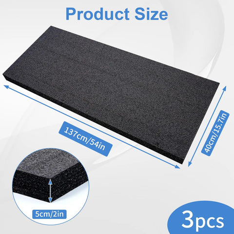 Top Shelf Polyethylene Foam Sheets 3 Pack Case Inserts For Moving And Storage Soft Protective Cushioning 54x15.7x2 inch black foam pads.