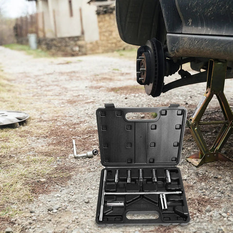Workhorse Chrome Metric Socket Wrench Set Featuring T Handle Design And Non Slip Rubber Grip Made From Premium Vanadium Steel on a gravel road.