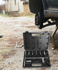 Beefy Metric T Handle Socket Wrench Set Rock Solid Vanadium Steel Spanners With Knurled Grip on vehicle maintenance work site.