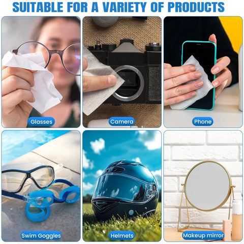 Six items: VOISEN lens wipes for eyeglasses; 800-pack pre-moistened wipes used on glasses, camera, phone, goggles.