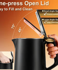 Compact 0.8L Travel Electric Kettle With Double Wall 304 Stainless Steel Auto Shut Off Portable Kettle lid open
