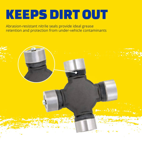 Non Greaseable Super Strength Universal Joint For Chevrolet Silverado 1500 Truck with nitrite seals on yellow background