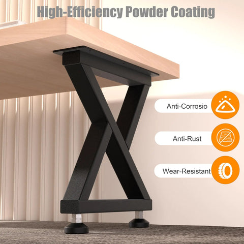 Rock Solid Z Shape Coffee Table Legs Set Of 2, 16 Inch H By 14 Inch W, Heavy Duty Steel, Modern Industrial Black Table Base Under Desk