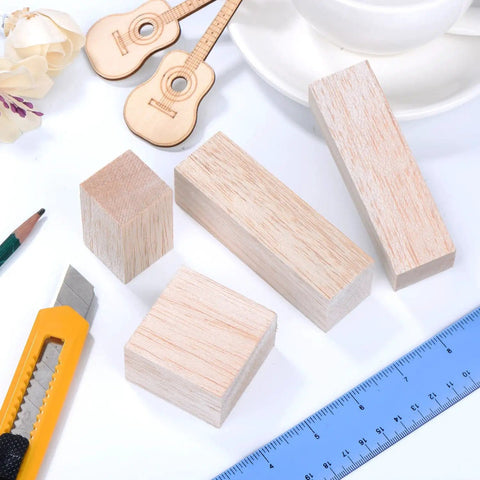 12 Pcs Balsa Wood Blocks For Carving Kit With 4 Sizes For Whittling And Craft Projects Unfinished Wood Blocks on a table