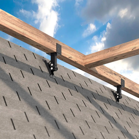 Two Pack 304 Stainless Steel 4x4 Beefed Up Heavy Duty Roof Riser Brackets Kit With Adjustable Roof Riser Beam Mounts For Pergola Gazebo Black Finish Durable Weatherproof