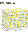 Heavy Duty Foldable Storage Bin With Secure Snap Lid And Wide Grip Handles For Bedroom Closet Organization Zero Clutter Space Saving Collapsible Fabric Container, lemon pattern, 16.5x12.6x11.8in.