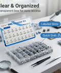 No Brainer 400Pcs SMD Aluminum Electrolytic Capacitor Kit With 24 Values From 1Uf To 1000Uf in organized storage box.