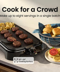 Extra Large Electric Griddle With Removable Temperature Control And Immersible Flat Top For Burgers Eggs And Pancakes Cook