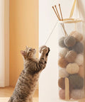 Round Hanging Mesh Sock Storage Bag With Nylon Pockets For Closet Door Organization And Dorm Room Essentials Quick Access Laundry Solution To Keep Your Socks Legit Neat And Pretty Dang Slick with yarn balls and cat.