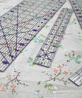 Pro Quilting Ruler Set For Patchwork And Sewing, Acrylic Templates, Precision Cutting Tools In Purple on floral fabric