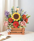 3D Wooden Bloom Box Puzzle Desktop Bouquet Kit For Adults, Intricately Carved Flowers, Dope Home Decor Wood Craft Set