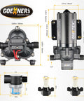 Zero Hassle 12V RV Water Pump With Smart Pressure Switch And Real Big GPM Flow Rating for Camper Marine installation dimensions