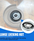Rock Solid Heavy Duty Quick Release Lock Nuts 5/8-11 Thread Fits Angle Grinders With 1 75 Inch Flange Premium Steel Double Pack in use.