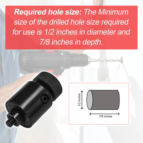 Compatible With 84299 Screw Anchor Expander For Masonry showing required hole size diagram and tool close-up