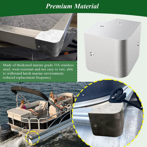 316 Stainless Steel Pontoon Boat Deck Corner Caps For 90 Degree Rounded Corners Not For Right Angles Marine Grade Deck Hardware