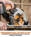 Pro Grade Cordless Circular Saw Featuring 165Mm Tct Blade For Wood Metal And Plastic Smooth As Butter Heavy Duty 850W Power Tool close-up showing adjustable cutting depth and TCT blade.