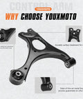 Refresh Your Daily Driver With Heavy Duty Front Lower Control Arms Suspension Kit For Honda Civic 1 8L 2006 To 2011 showing durable black control arm and bushings.