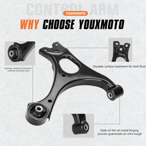 Refresh Your Daily Driver With Heavy Duty Front Lower Control Arms Suspension Kit For Honda Civic 1 8L 2006 To 2011 showing durable black control arm and bushings.