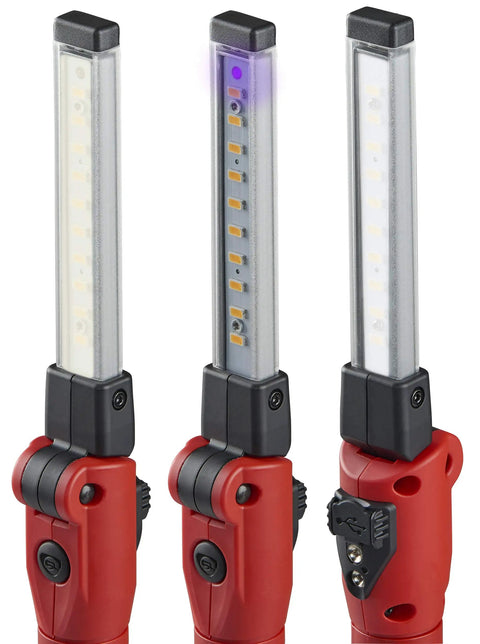 Strion Switchblade 500 Lumen Rechargeable Compact Multi Function LED Work Light With Color Rite Technology in three positions
