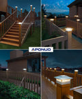 Solar Post Cap Lights 12 Pack For 4x4 And 6x6 Posts Dual Mode Brightness Auto On Off Waterproof Outdoor Fence Deck Patio Decor Fits Wood Or Vinyl 4x4 Post Caps Easy Mounts For Fences And Decks illuminating deck and fence at night