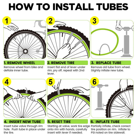 Step-by-step guide on installing Two Pack 700c Road Bike Inner Tubes 700x20c To 700x25c With 42mm Presta Valve Butyl Rubber.