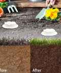 Outdoor Worm Farm Composter For Raised Beds And Yards Turns Kitchen Scraps Into Rich Organic Compost With Earthworms In A No Brainer Setup shown installed in garden soil with gardening tools and flowers.