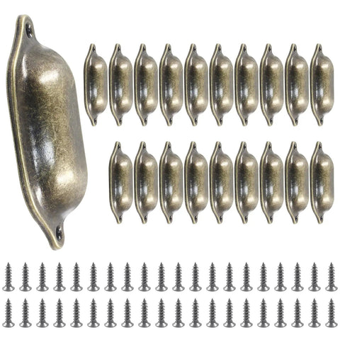 Game Changer Antique Bronze Cup Drawer Pulls 20 Piece Set heavy duty pulls with screws for cabinet handles installation.
