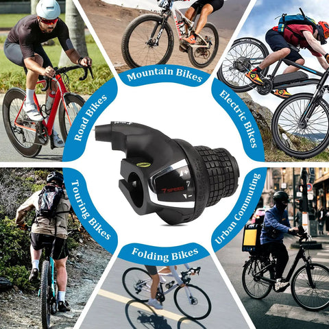 Right Hand Bicycle Shift Lever For 7 Speed Twist Grip Revoshift Mountain Bike Shifter, SL RS35, amid diverse bike types