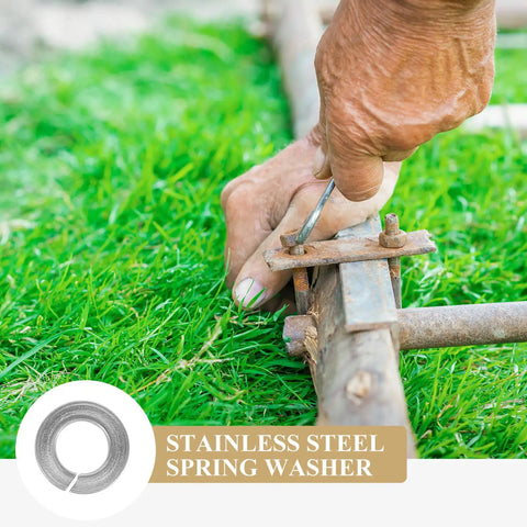 Pro Stash Stainless Steel Spring Lock Washers 1/4 Inch 100 Pack Split Ring rust proof fasteners securing bolts during repair.