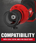 Close-up of Tough 20V Max Cordless Cut Out Tool Rips Through Drywall And Plasterboard Without Missing A Beat, Includes tool-free collet.