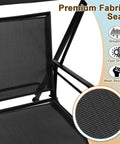 Close-up of Two Person Porch Swing With Adjustable Canopy showing breathable, fast-drying fabric seat and steel frame