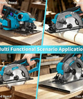 Turbo 6 Inch Cordless Circular Saw with 21V Brushless Motor That Cuts Wood and PVC like a Dream at Top Speed for various materials.