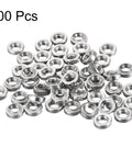 Top Shelf Stainless Steel Rivet Nuts With Round Head Perfect For Thin Sheet Metal Jobs Bang For Your Buck Size Ten Thirty Two Thread Mounting Hardware Pack Of One Hundred Units displayed in a pile.