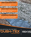 Heavy Duty Woven Geotextile Ground Stabilizer under gravel for driveways with text on high tear resistance and durability.