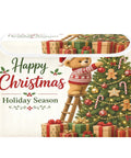Foldable Storage Bin With Lid Handles Clutter Slayer Game Changer For Bedroom Organization, Christmas design with teddy bear and gifts.