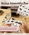 Hands assembling DIY Book Nook Kit Sakura Tea Pavilion 3D Wooden Puzzle Japanese Miniature House Kit 3-hour build instructions