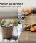 Heavy Duty Natural Burlap Fabric Roll 40 Inch By 13 Foot used in home decor with potted plants and rustic accents.