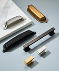 Slick And Badass 10 Pack 5 Inch 128 Millimeter Hole Center Brushed Brass Cup Pulls For Kitchens Drawers Cabinets Closets Top Shelf Cabinet Hardware With A Dope Brushed Gold Finish That Really Gets The Job Done displayed with various finishes.