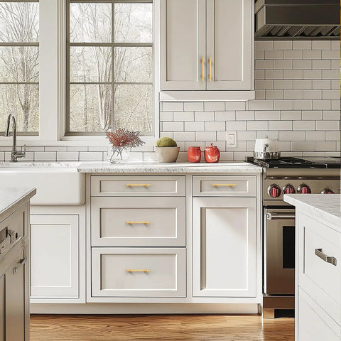 Heavy Duty Gold Cabinet Pulls And Drawer Handles Offering A Slick Upgrade For Kitchens And Baths Durable Stainless Steel And Zinc Alloy Base Plus Four Inch Center Spacing Anti Tarnish Coating Makes This Five Pack A Top Shelf Home Renovation Essential.