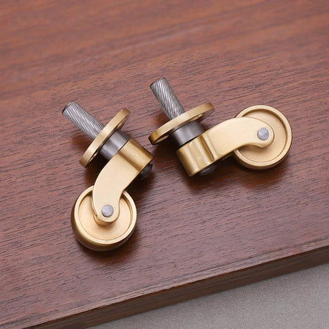 Top Shelf Solid Brass Casters 1 Inch Threaded Bolt Style Swivel Furniture Wheels Built Tough Quiet Rollers Antique Polished Vintage swivel casters with threaded bolts.