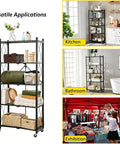 Portable Foldable Storage Shelves Freestanding Three Tier Kitchen Shelving Unit White showcased in kitchen, bathroom, and exhibition.