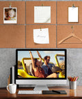 Bronze Stainless Steel Cubicle Wall Hooks holding items on cork boards above a computer, showcasing organization and utility