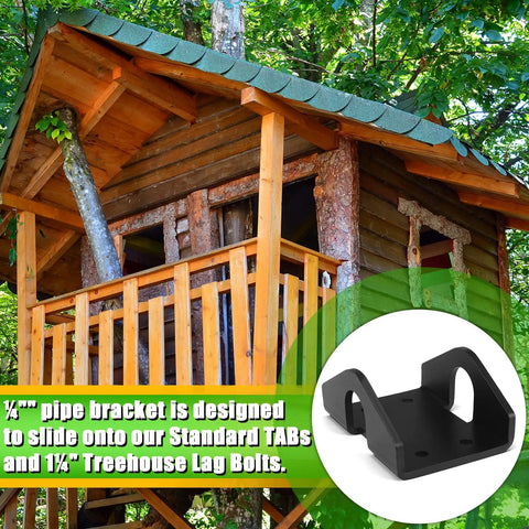 Heavy Duty Treehouse Bracket For 1.25 Inch Lag Bolts Static Steel Support Plate With Black Powder Coat Finish Outdoor Deck And Treehouse Construction Hardware For Strong Safe Installations